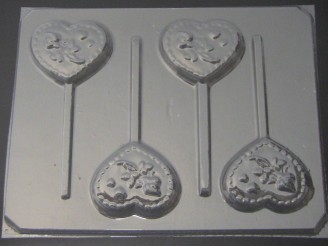 903 Heart with Flower Chocolate or Hard Candy Lollipop Mold